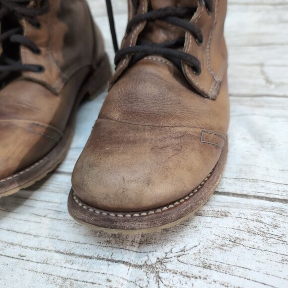 Bed Stu Handmade Leather Combat Boots Brown Goodyear Welt – Men’s 8 - Picture 2 of 12